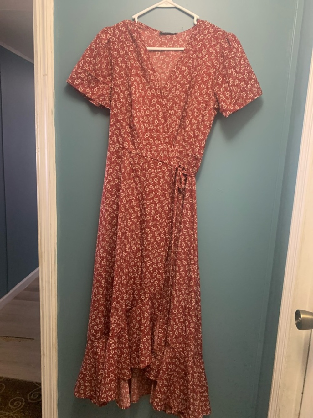 Wrap-Style Maxi Dress in Dusty Rose Floral - Picture 2 of 4